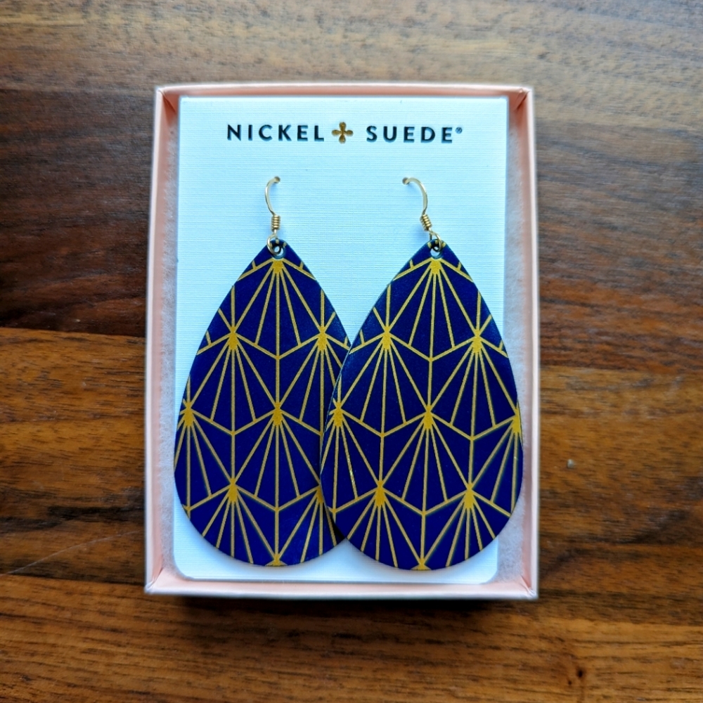 *Rare* Nickel & Suede Nouveau Leather Earrings